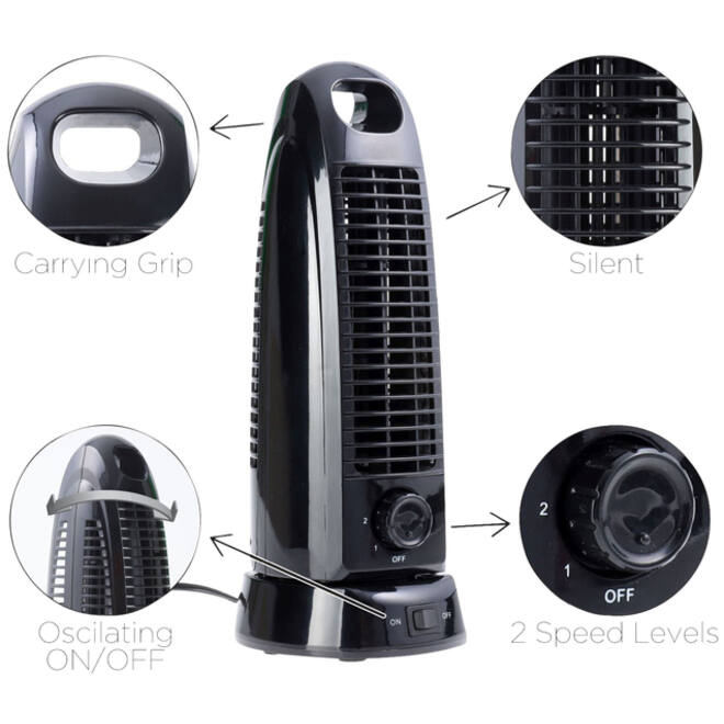Kolomventilator OPUS 2 mini draaibaar zwart
