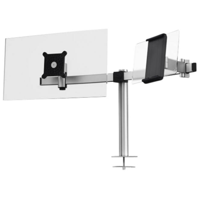 Monitorarm Durable met bladdoorvoer voor 1 scherm en 1 tablet