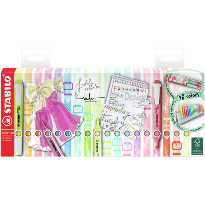 Markeerstift STABILO Swing cool 275/18 assorti deskset à 18 stuks