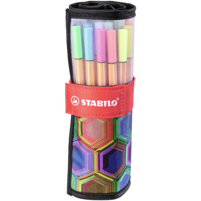 Fineliner STABILO point 88/25 Arty rollerset zwart fijn assorti etui à 25 stuks