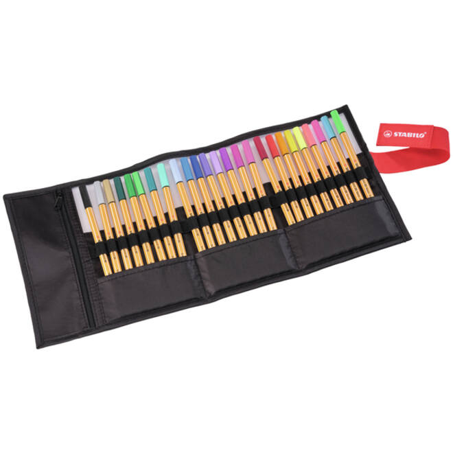 Fineliner STABILO point 88/25 Arty rollerset zwart fijn assorti etui à 25 stuks
