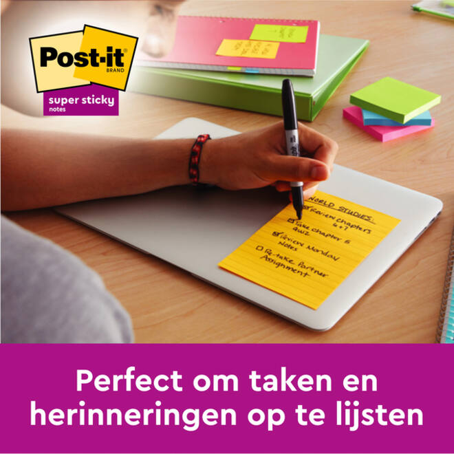 Memoblok Post-it 8645 Super Sticky 203x153mm assorti