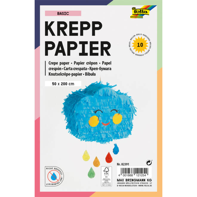 Crêpepapier Folia 50x200cm Basis 10 kleuren