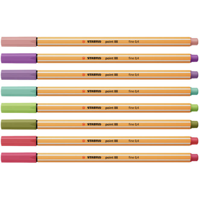 Fineliner STABILO point 88/8 fijn assorti etui à 8 stuks