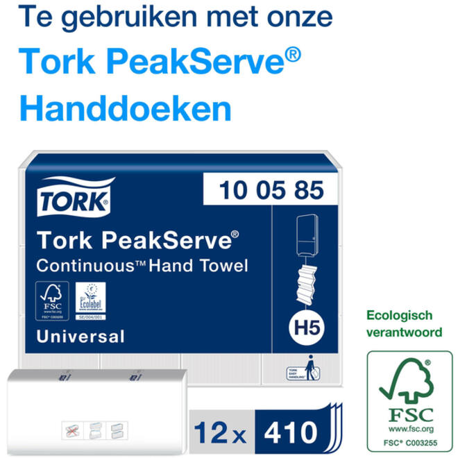 Handdoekdispenser Tork H5 Elevation PeakServe klein zwart 552558