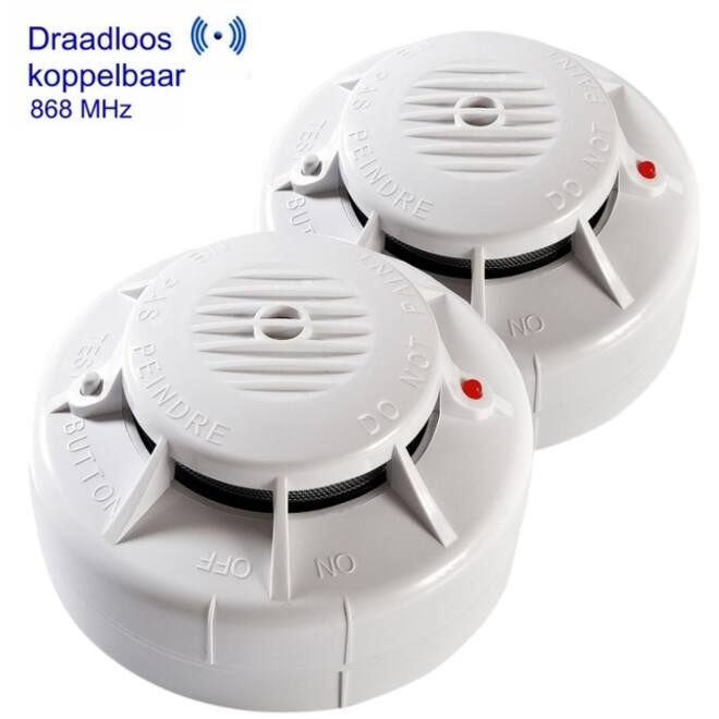 Rookmelder Fito optisch inclusief 3V lithium batterij draadloos koppelbaar
