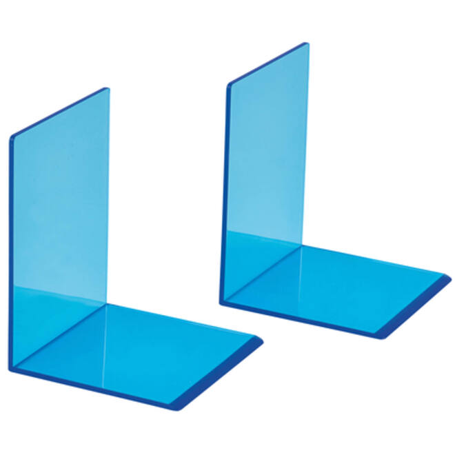 Boekensteun MAUL 10x10x13cm acryl set 2 neon blauw transparant