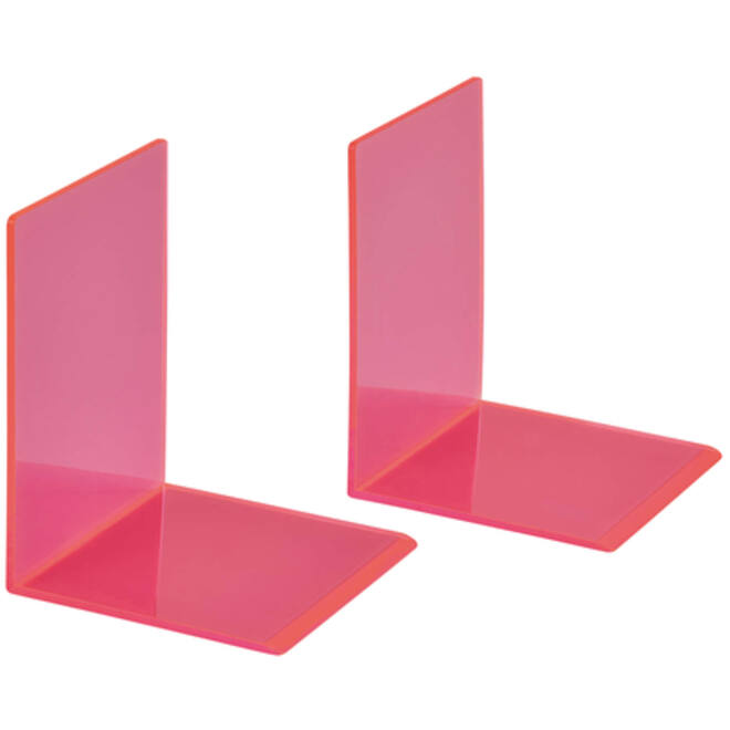 Boekensteun MAUL 10x10x13cm acryl set 2 neon rood transparant