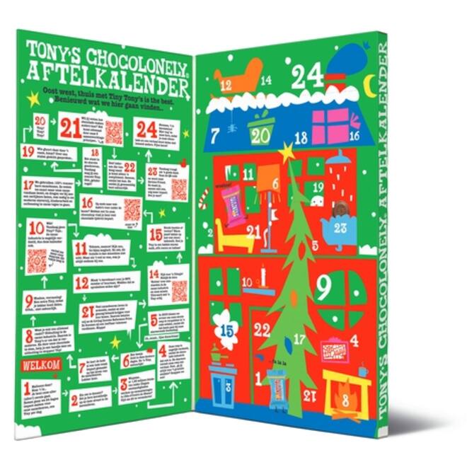 Chocolade Tony's Chocolonely Kerst big Tiny calendar 225gr assorti