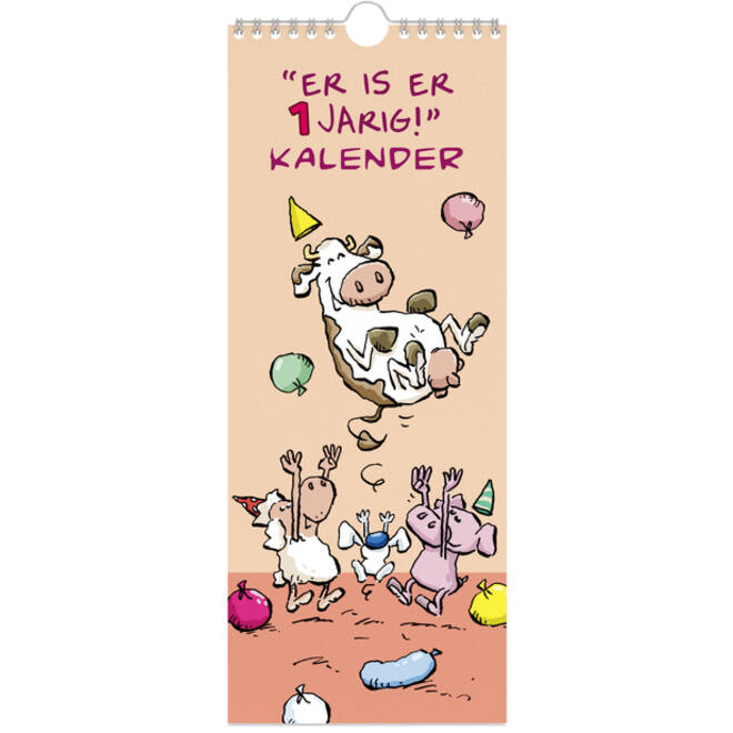 Verjaardagskalender Lannoo Ritsier 130x325mm roze