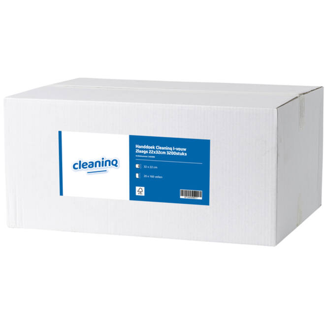 Handdoek Cleaninq I-vouw 2laags 22x32cm 3200stuks