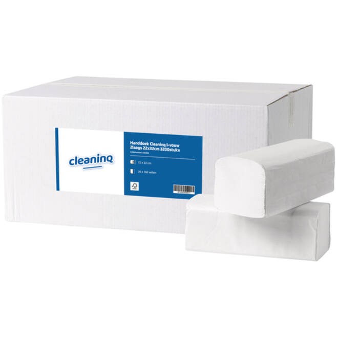 Handdoek Cleaninq I-vouw 2laags 22x32cm 3200stuks