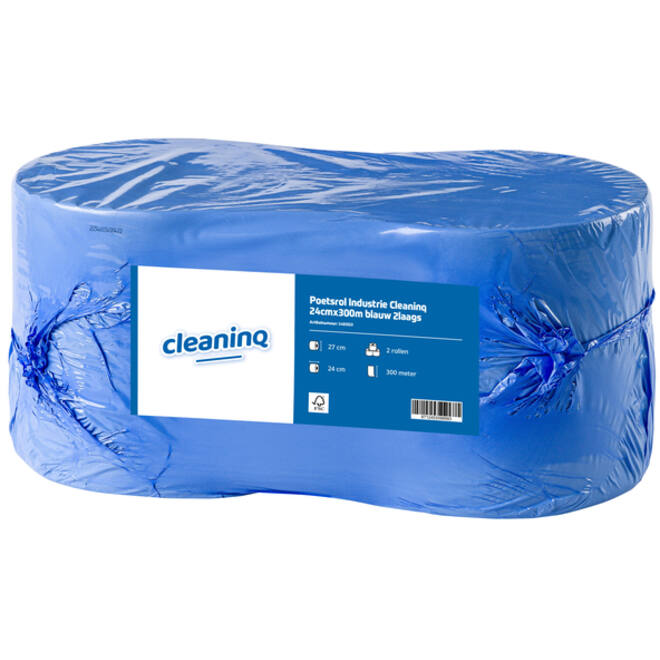 Poetsrol Industrie Cleaninq 24cmx300m blauw 2l
