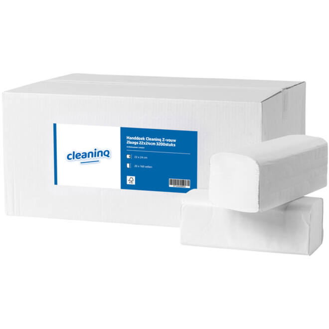 Handdoek Cleaninq Z-vouw 2laags 22x24cm 3200stuks