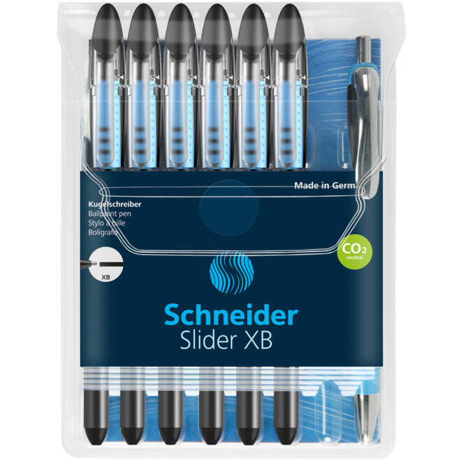 Rollerpen Schneider Slider Basic extra breed zwart met 1 balpen Rave gratis