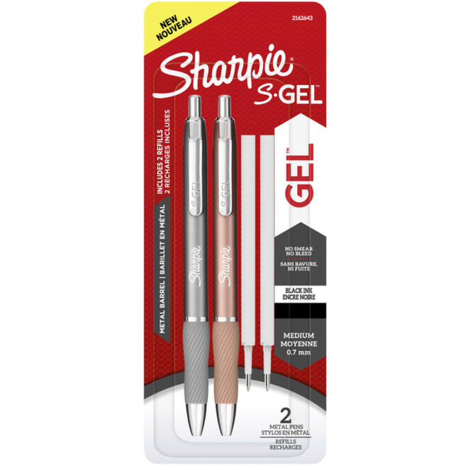 Gelschrijver Sharpie S-gel medium metal assorti blister à 2 stuks en 2 vullingen