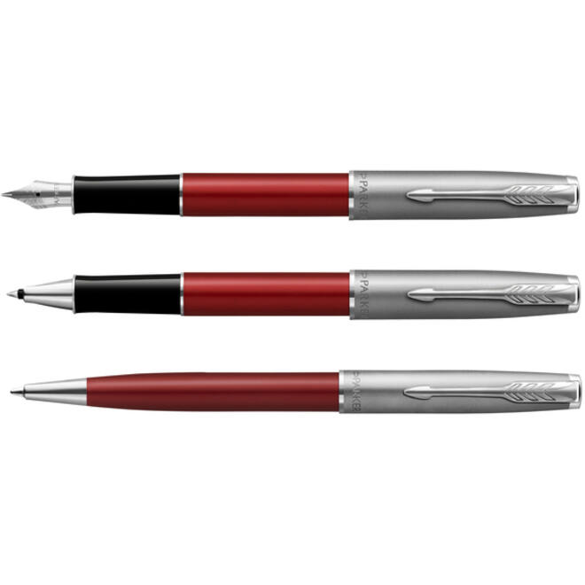 Rollerpen Parker Sonnet Sand Blasted Metal & Red Lacquer F
