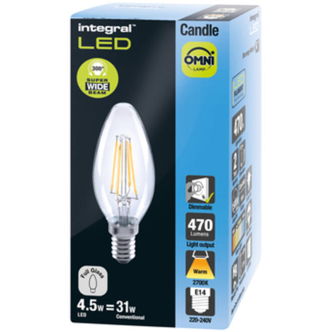 Ledlamp Integral E14 2700K warm wit 4.5W 250lumen