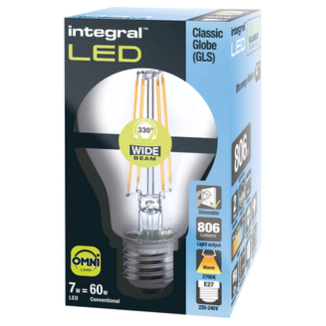 Ledlamp Integral E27 2700K warm wit 7W 806lumen