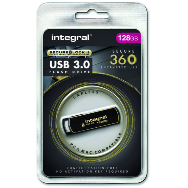 USB-stick Integral 3.0 Secure 360 128GB zwart