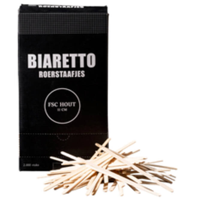 Roerstaafjes Biaretto hout 11cm 2000 stuks