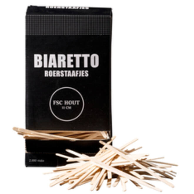 Roerstaafjes Biaretto hout 11cm 2000 stuks