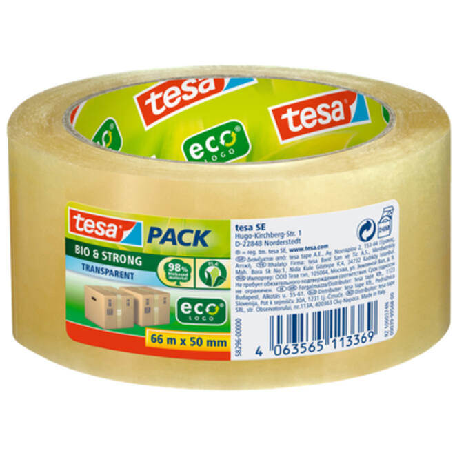 Verpakkingstape tesapack® Bio & Strong 66mx50mm transparant