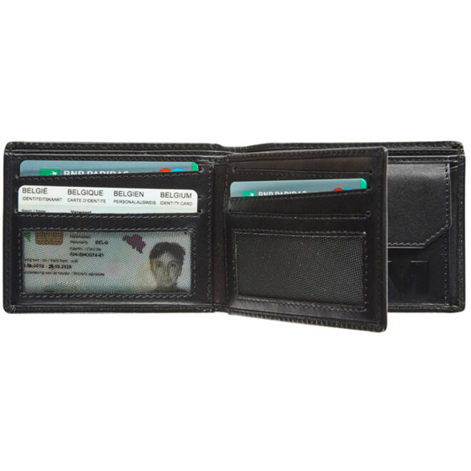 Portemonee Maverick All Black met kleingeldvak RFID leer zwart