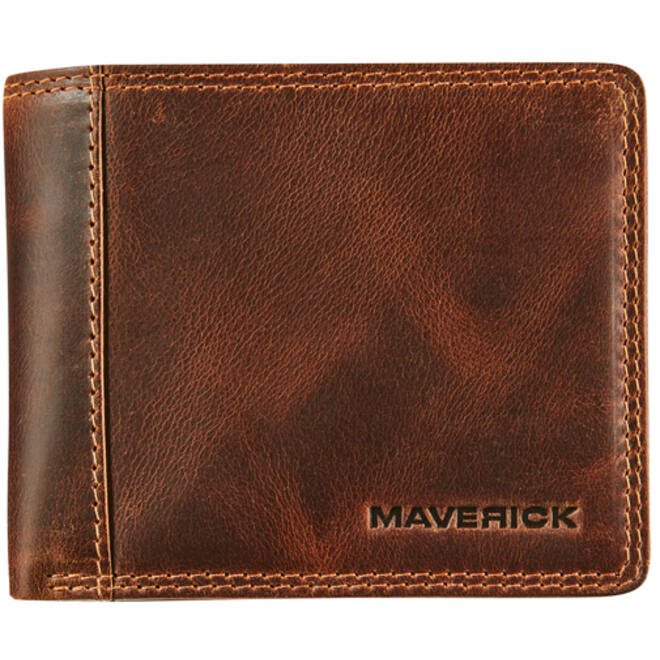 Portemonee Maverick The Original compact met kleingeldvak RFID leer bruin