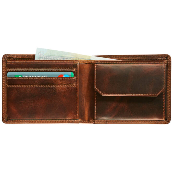 Portemonee Maverick The Original compact met kleingeldvak RFID leer bruin