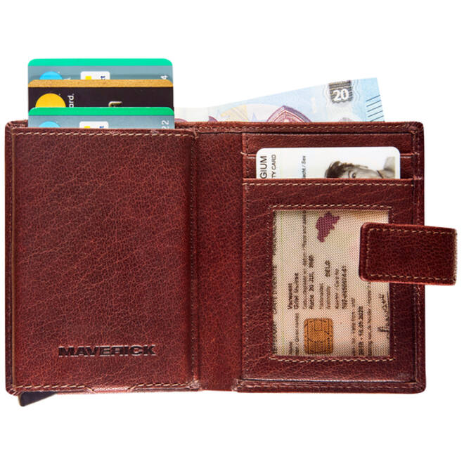 Kaarthouder Maverick Rough Gear super compact RFID leer bruin