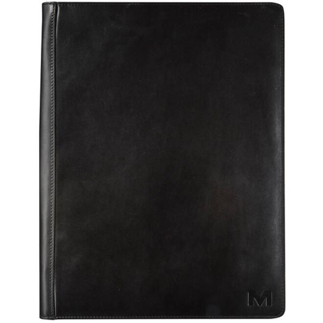 Schrijfmap Maverick All Black A4 met rits inclusief schrijfblok leer zwart
