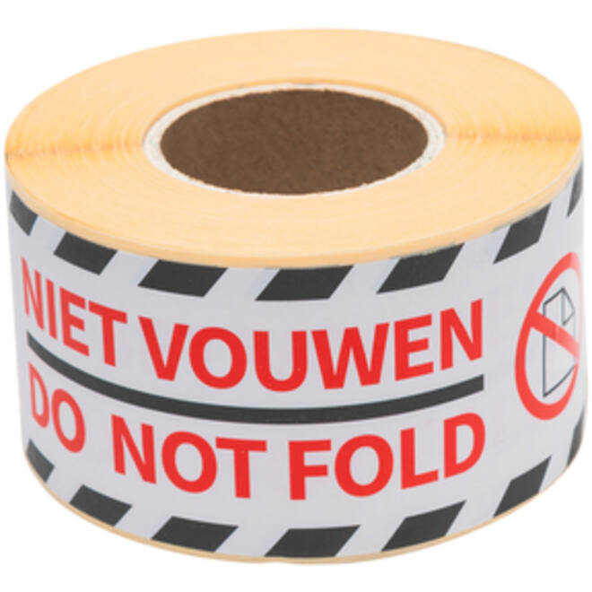 Waarschuwingsetiket Rillprint do not fold 46x125mm wit