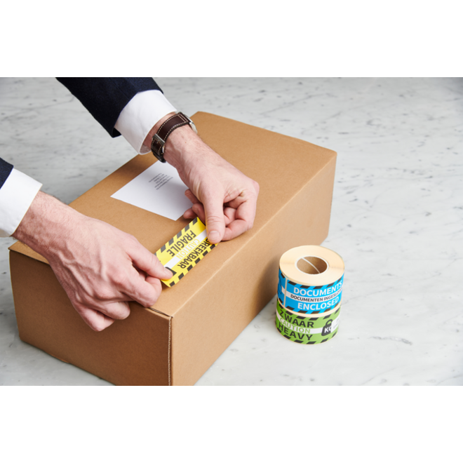 Waarschuwingsetiket Rillprint heavy 46x125mm groen