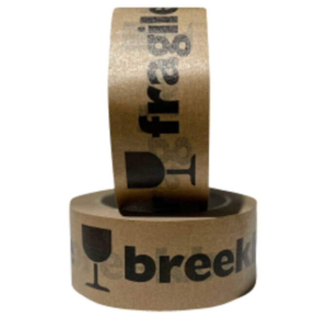 Waarschuwingstape IEZZY 50mmx50m 80p gerecycled papier br/zw
