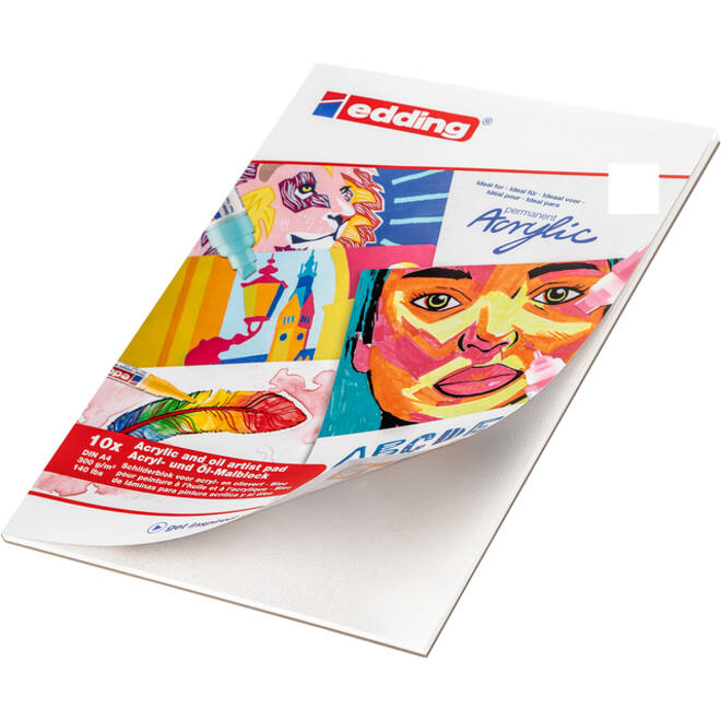Olie- en Acrylblok edding 30010 A4 10 vel 300 gram wit