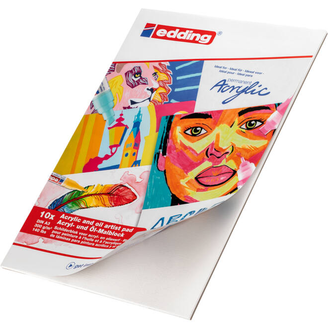 Olie- en Acrylblok edding 30010 A3 10 vel 300 gram wit