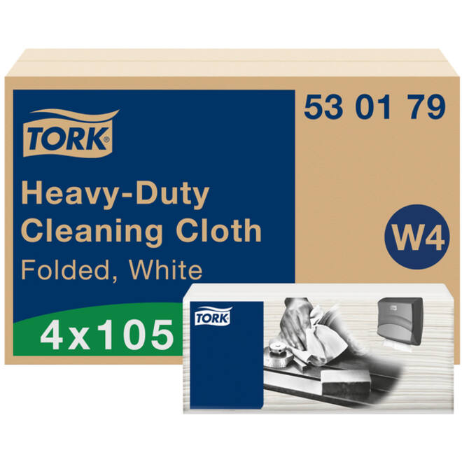 Reinigingsdoek Tork Heavy-Duty W4 multifunctioneel nonwoven 150 vel wit 530179