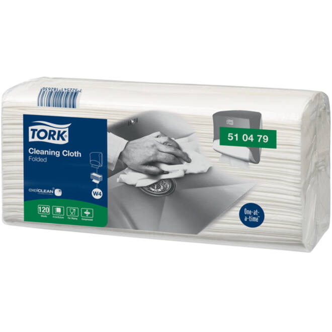 Reinigingsdoek Tork Cleaning W4 flexibel nonwoven 120st wit 510479
