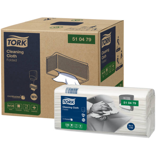 Reinigingsdoek Tork Cleaning W4 flexibel nonwoven 120st wit 510479