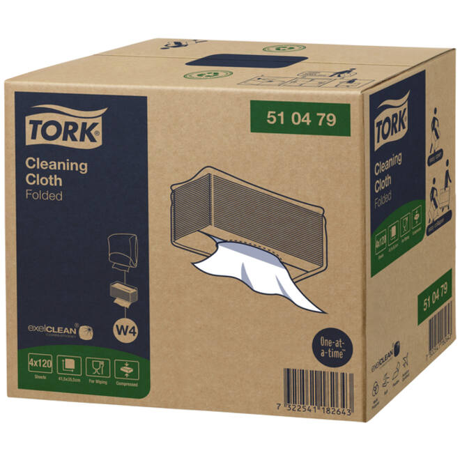 Reinigingsdoek Tork Cleaning W4 flexibel nonwoven 120st wit 510479