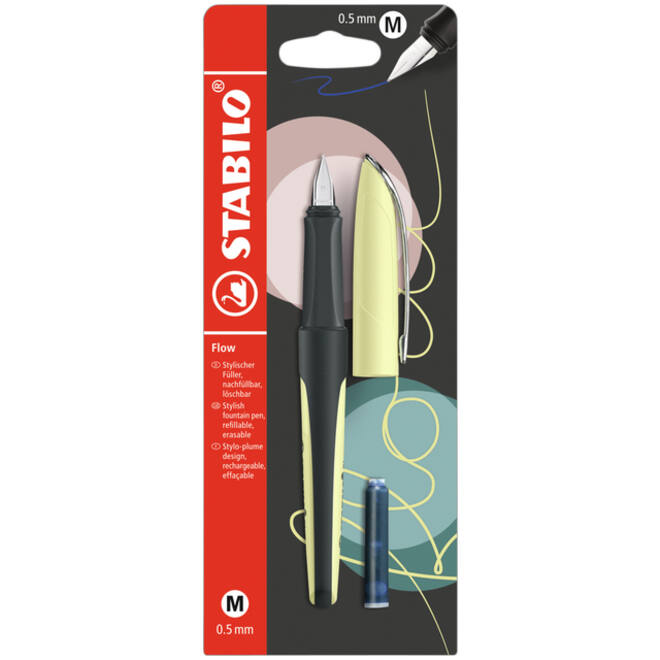 Vulpen STABILO Flow medium pastel geel blister à 1 stuk