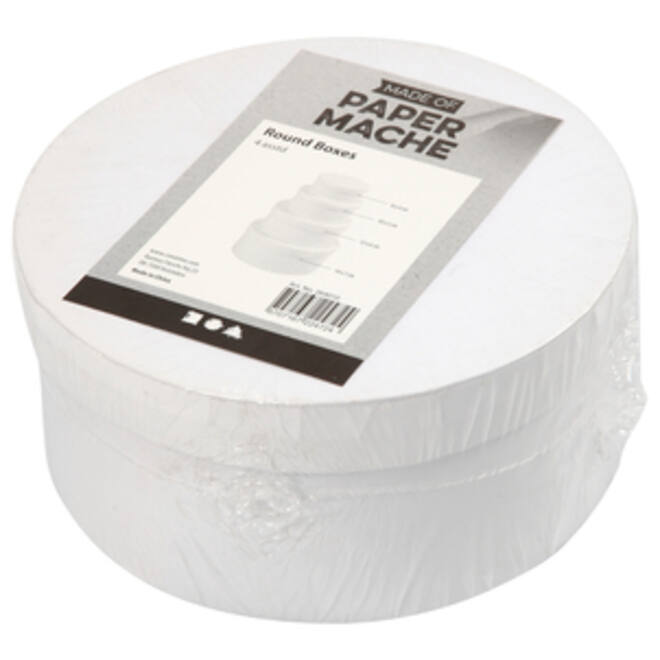 Doos Creativ Company rond 4 stuks Ø 8, 10, 12, 14cm, hoogte 4, 5, 6, 7cm wit