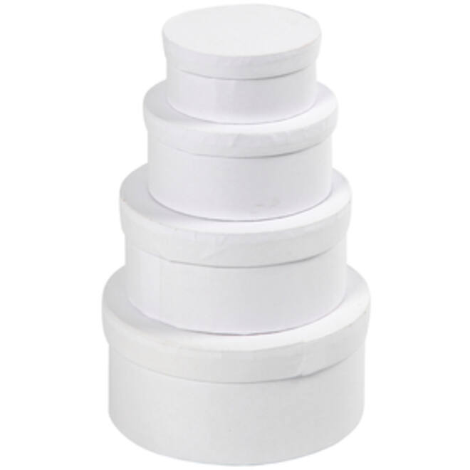 Doos Creativ Company rond 4 stuks Ø 8, 10, 12, 14cm, hoogte 4, 5, 6, 7cm wit