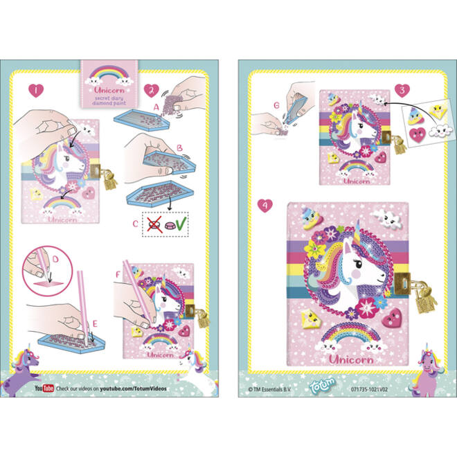 Knutselset Totum Unicorn dagboek Diamondpainting