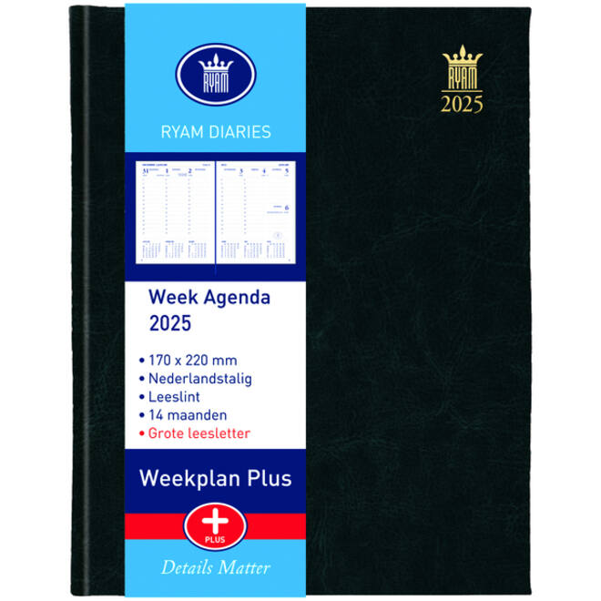 Agenda 2027 Ryam Weekplan Plus Mundior groot letter 7dagen/2pagina's assorti