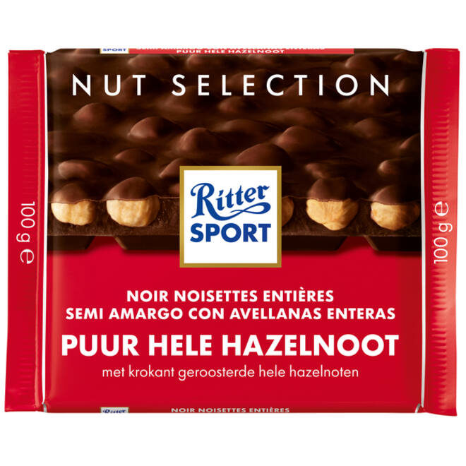 Chocolade Ritter Sport puur-hele hazelnoot 100gr