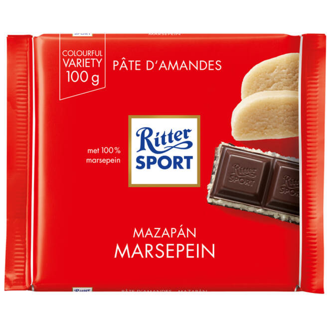 Chocolade Ritter Sport puur-marsepein 100gr