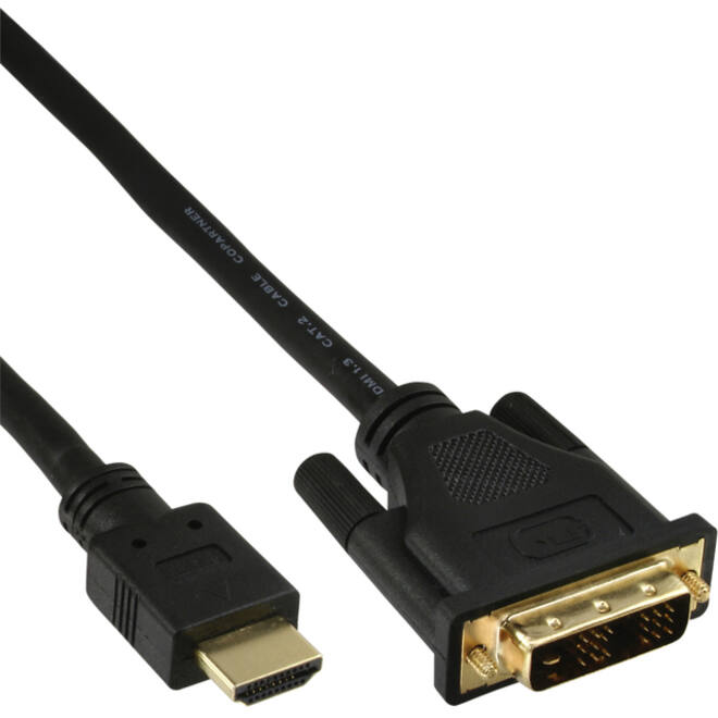 Kabel inLine HDMI DVI 18+1 pin M/M 2 meter zwart