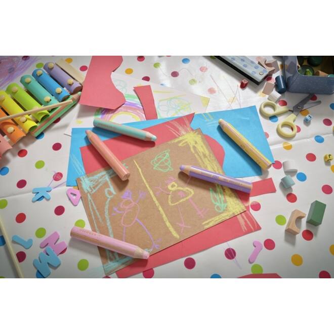 Kleurpotloden STABILO 880 woody inclusief puntenslijper pastel assorti etui à 6 stuks
